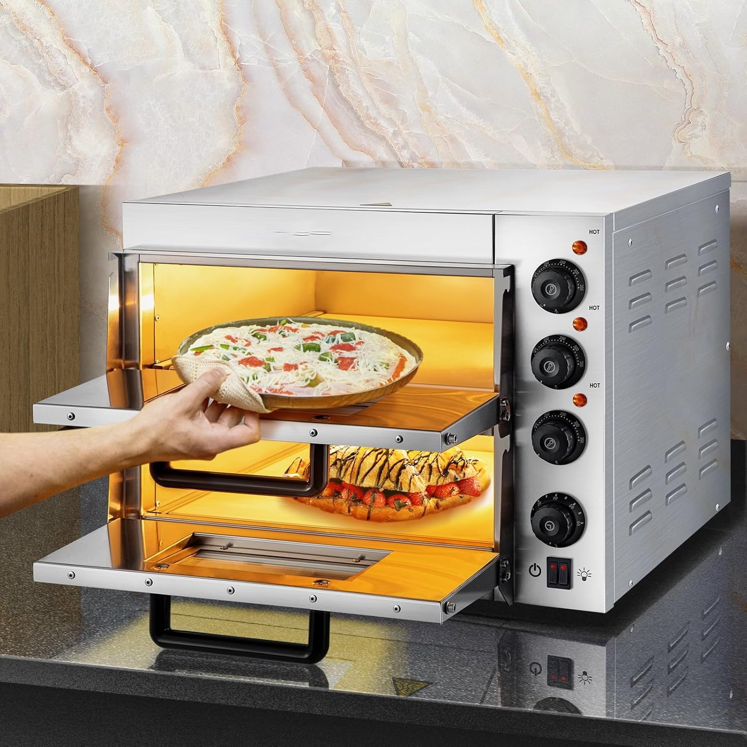 A|E Electric Pizza Oven Double Deck Commercial 16x16 Inch