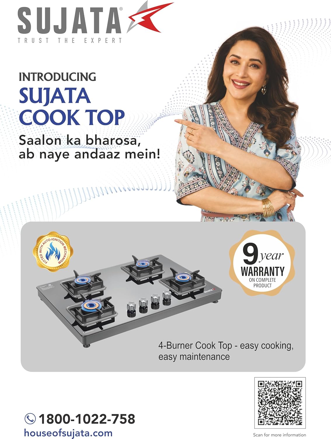 SUJATA 3 Burner Glass Top Gas Stove